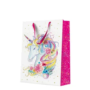 Darčeková taška - UNICORN FLOWER HEAD, veľká 30x41x12 cm